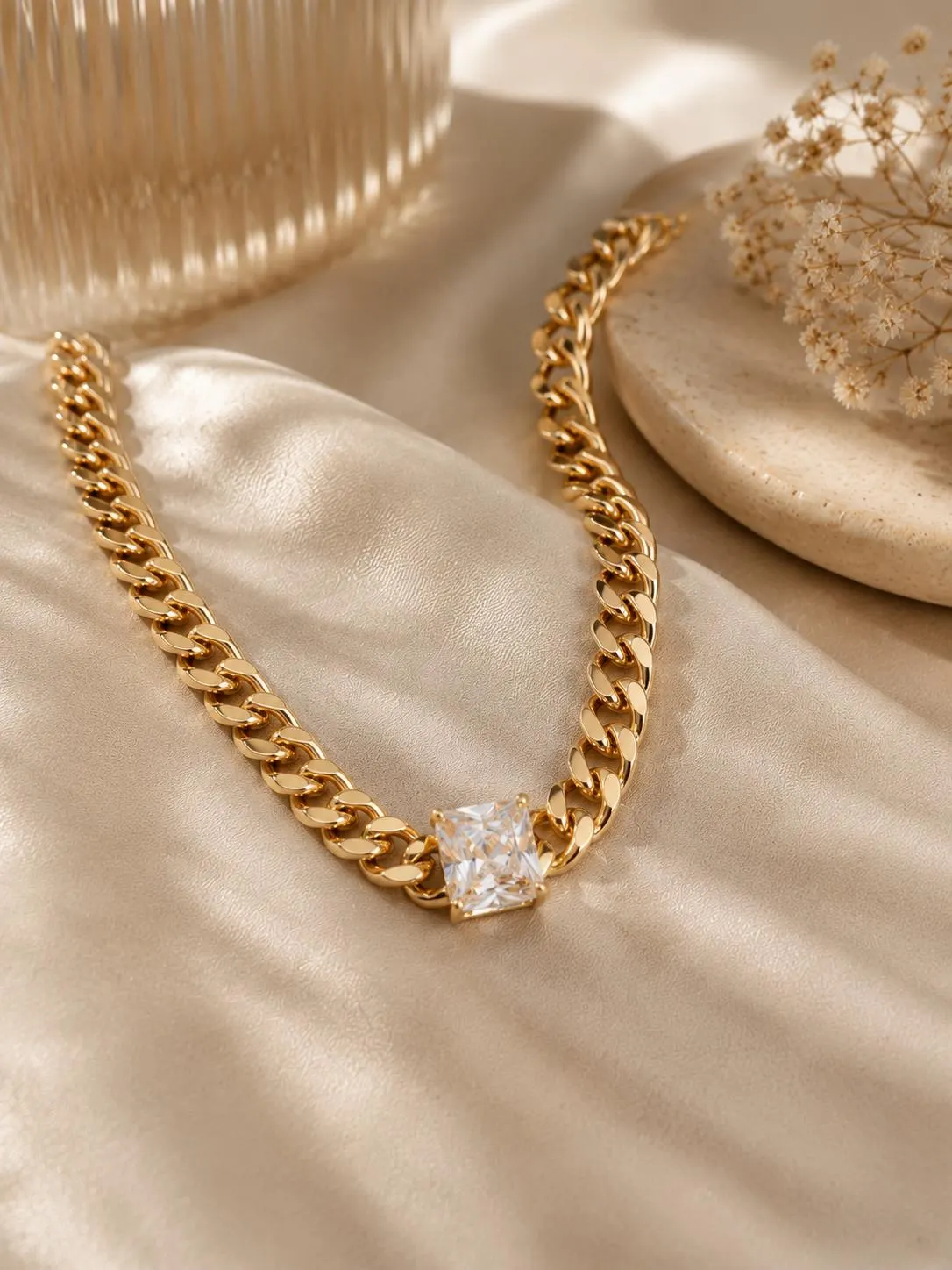 Chunky Chain • Zircon Cuban Link Necklace • Gold Miami Cuban Chain • Chunky Statement Necklace • Luxury Gold Jewelry