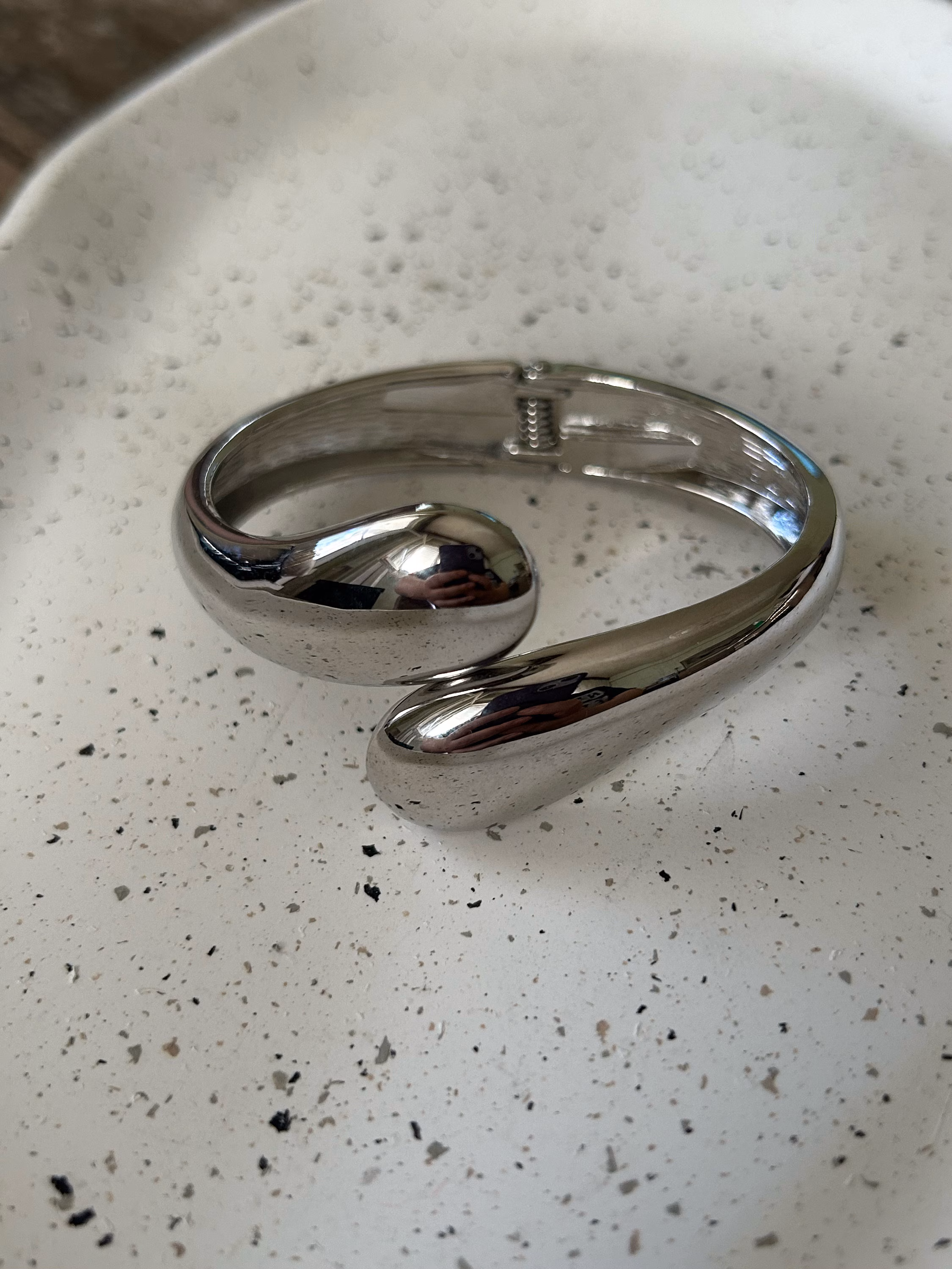 Chunky Bangle Bracelet, Silver Bangle Bracelet, Waterproof Jewelry, Statement Bracelet
