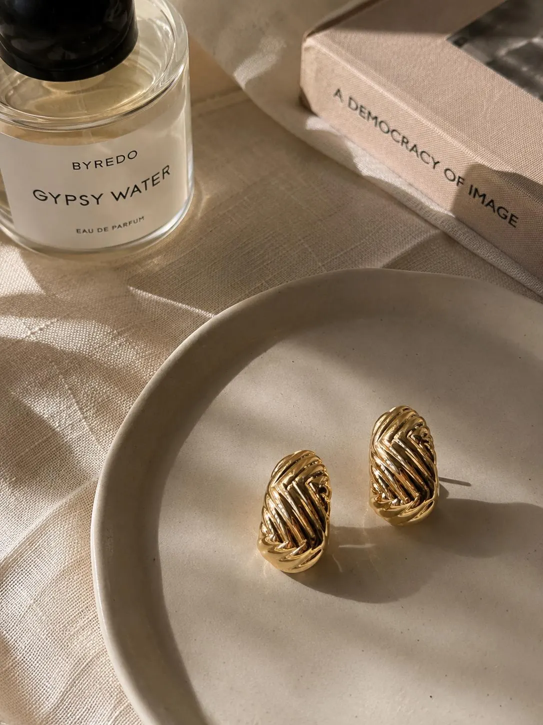 Gold Statement Earrings • Vintage Textured Stud Earrings • Chunky Minimalist Jewelry • Retro Gold Earrings • Gift for Her